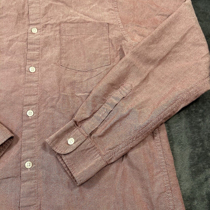 Primark Shirt Mens Medium Red Button Up Long Sleeve Slim Fit 15.5 Work Casual