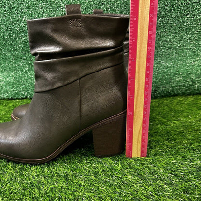 Baretraps Katherine Boots Womens 9.5 M Dark Green Heeled Zip Up Buckle Casual