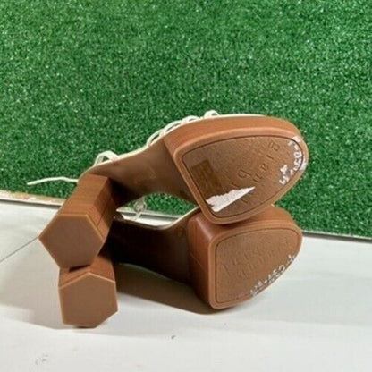 Gianni Bini Parrish Platform Sandals Ankle Strap Wood Block Patent Womens 8.5M