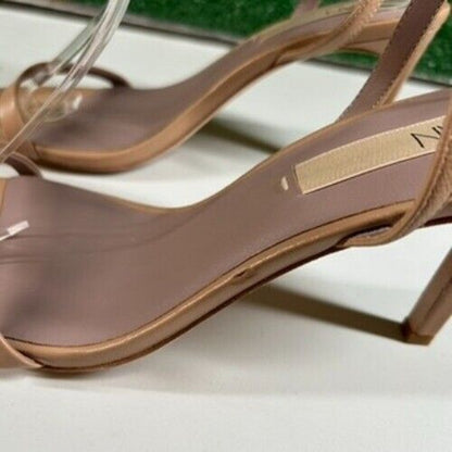 Deltan Ankle Strap Heeled Sandals Bow Detail Nude Beige Stiletto Womens 10 M