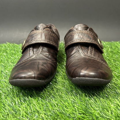 Clarks Artisan Shoes Womens 7 M Brown Black Loafer Flats Leather Slip On Strap