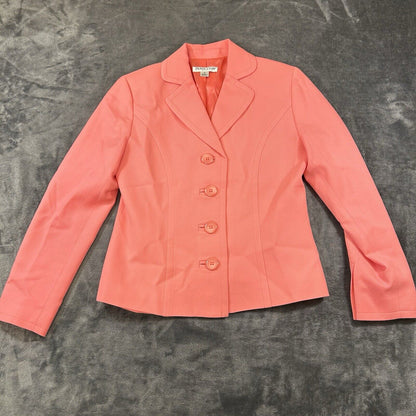 Pendleton Blazer Womens 4 Petite Peach Pink Jacket Virgin Wool Vintage 4 Button