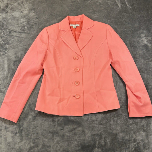 Pendleton Blazer Womens 4 Petite Peach Pink Jacket Virgin Wool Vintage 4 Button