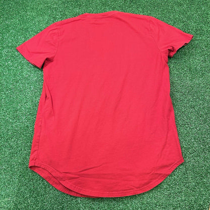 Hollister Shirt Mens Medium Red Short Sleeve Embroidered Spellout Y2K Casual