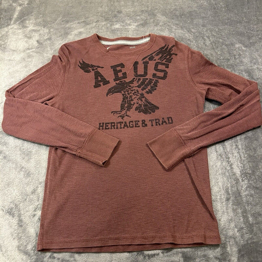 American Eagle Shirt Mens Small Maroon Vintage Fit Knit Long Sleeve Outdoor