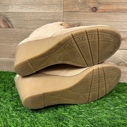 Sperry Harlow Boots Womens 8 M Brown Suede Leather Ankle Booties Casual Wedge