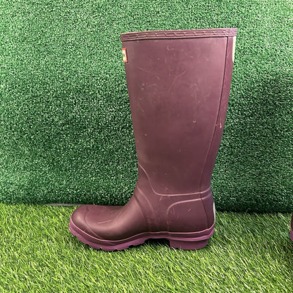 Hunter Original Tall Rain Boots Youth Kids 6 Purple Buckle Rubber Waterproof
