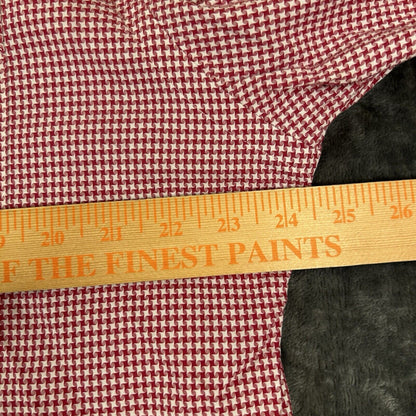 Neiman Marcus Shirt Mens 16.5 32.33 Red White Houndstooth Button Up Long Sleeve