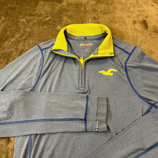 Hollister Sport Sweater Mens Medium Blue Pullover Quarter Zip Golf Sweatshirt