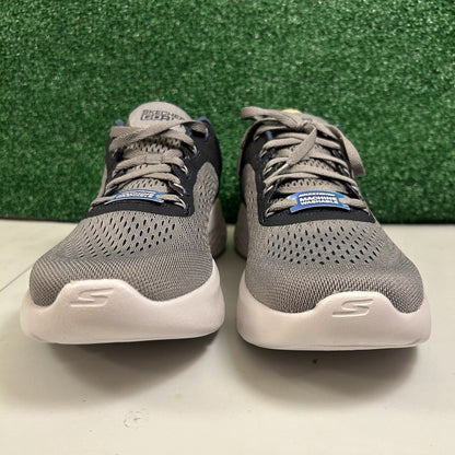 Skechers Go Run Lite Mens 9.5 Gray Navy Shoes Sneaker Athletic Comfort NEW