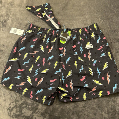 Boardies Board Shorts Mens Extra Large 34" Black Zaps Neon Swim Drawstring NEW