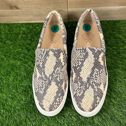 Vince Camuto Korliz Shoes Womens 8 M Beige Black Leather Snakeskin Platform