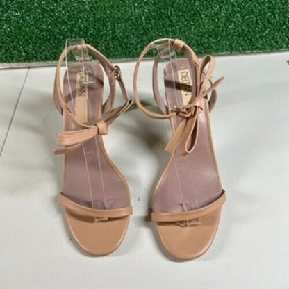 Deltan Ankle Strap Heeled Sandals Bow Detail Nude Beige Stiletto Womens 10 M