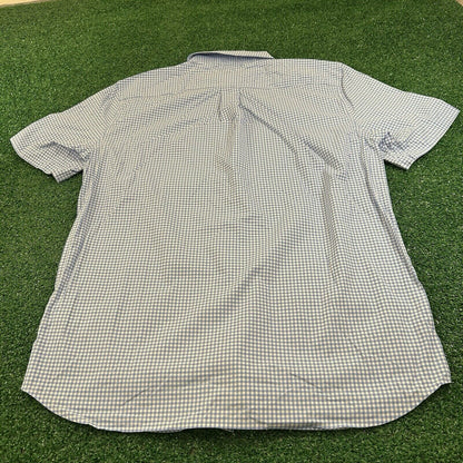 Vineyard Vines On the Go Performance Shirt Mens Small Blue White Check Button Up