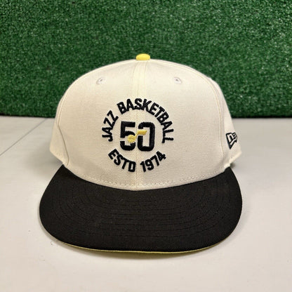 Utah Jazz Throwback Hat Cap Mens Snapback Off White Black NBA Basketball New Era