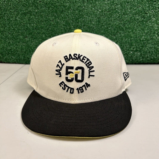 Utah Jazz Throwback Hat Cap Mens Snapback Off White Black NBA Basketball New Era