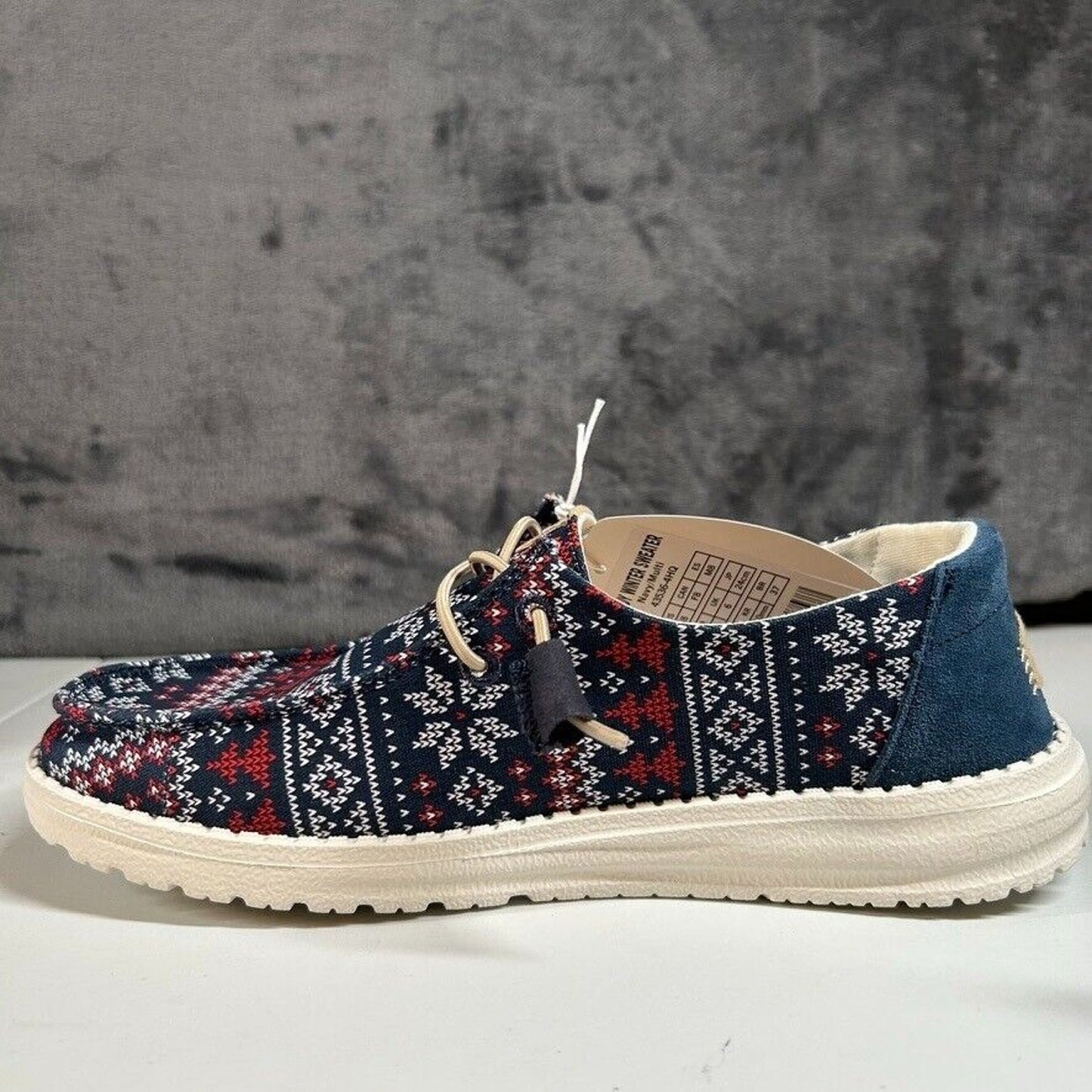 Hey Dude Wendy Winter Sweater Slip On Loafers Casual Shoes Blue Womens 8 New