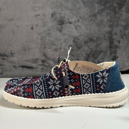Hey Dude Wendy Winter Sweater Slip On Loafers Casual Shoes Blue Womens 8 New