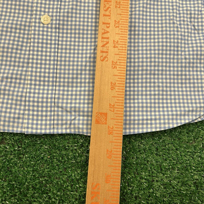 Vineyard Vines On the Go Performance Shirt Mens Small Blue White Check Button Up