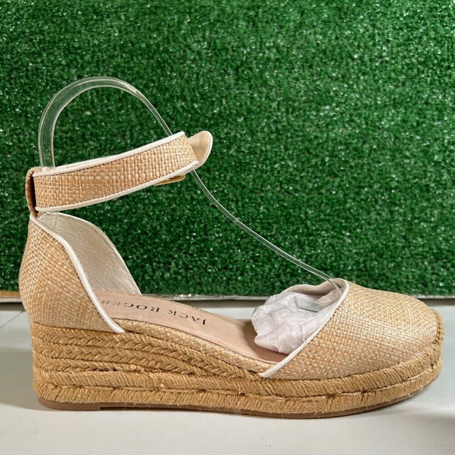 Jack Rogers Palmer Espadrille Wedge Sandals Ankle Strap Beige Womens 7.5 M