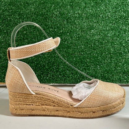 Jack Rogers Palmer Espadrille Wedge Sandals Ankle Strap Beige Womens 7.5 M