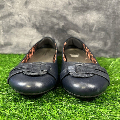 Clarks Bendables Flats Womens 7 W Blue Leather Shoes Slip On Casual Comfort