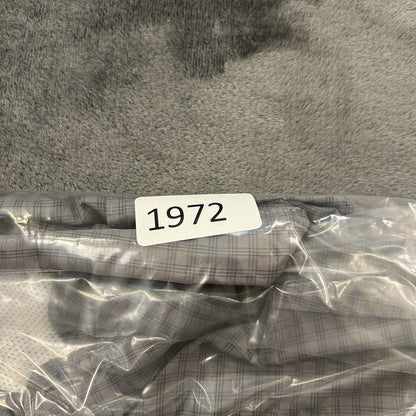 Eddie Bauer Shirt Mens Large Tall LT Gray Plaid Button Up Short Sleeve Pockets