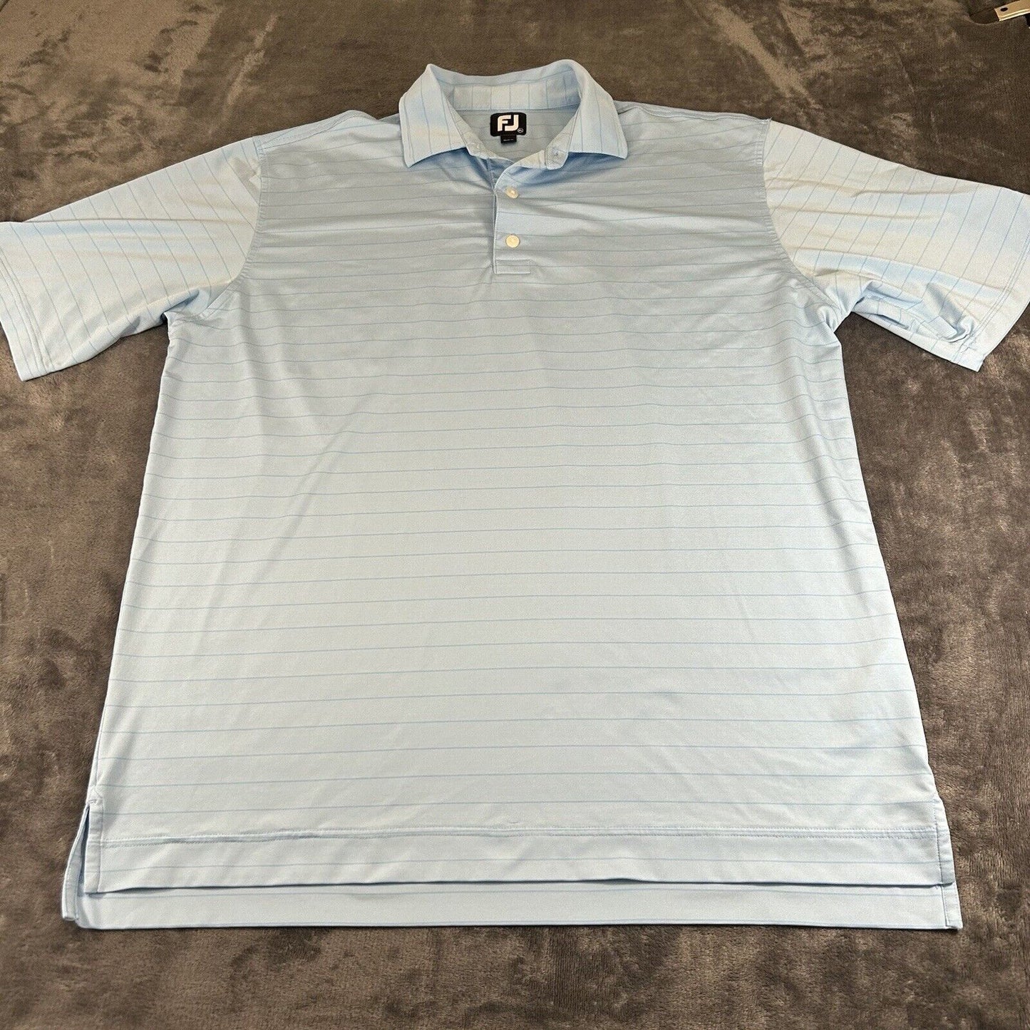 FootJoy Polo Shirt Mens Extra Large Blue Striped Golf Short Sleeve Casual Work