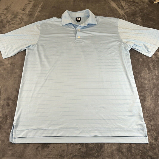 FootJoy Polo Shirt Mens Extra Large Blue Striped Golf Short Sleeve Casual Work
