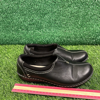Clarks Ashland Joy Loafers Womens 9 M Black Leather Shoes Slip On Comfort Casual