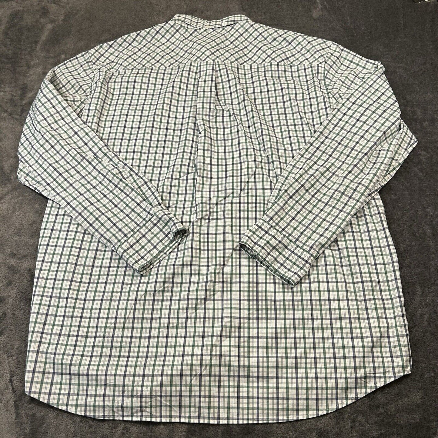 Duluth Trading Shirt Mens Extra Large White Green Check Button Up Nylon Stretch