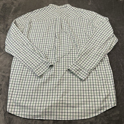 Duluth Trading Shirt Mens Extra Large White Green Check Button Up Nylon Stretch