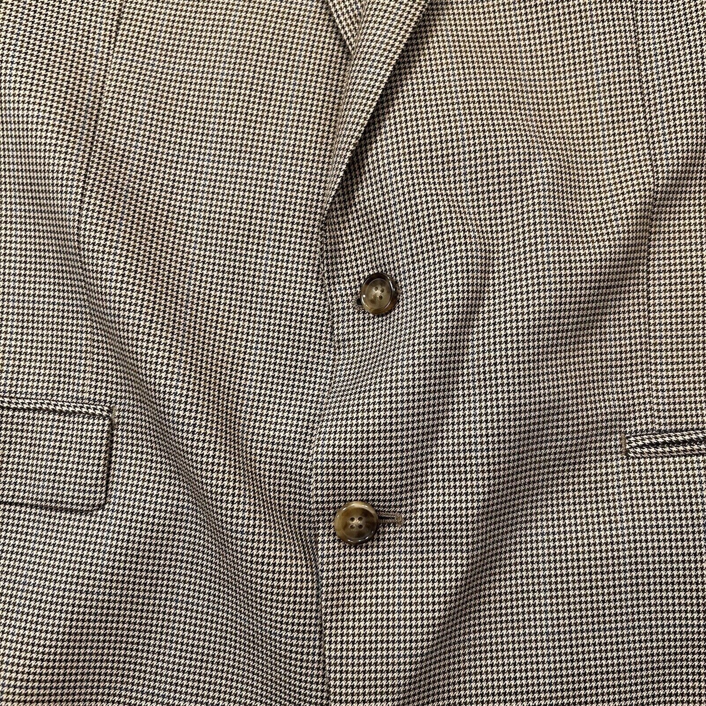 Lauren Ralph Lauren Suit Jacket Mens 46 R Brown Black Houndstooth 100% Wool