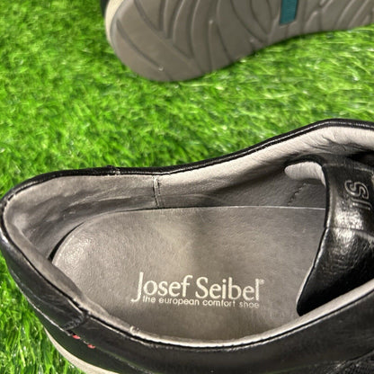 Josef Seibel Damen Womens 9 Black Leather Shoes Sneakers Casual Slip On Fashion