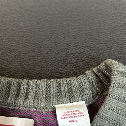 Levis Microstripe Crewneck Sweater Mens Medium Purple Green Sweatshirt NEW