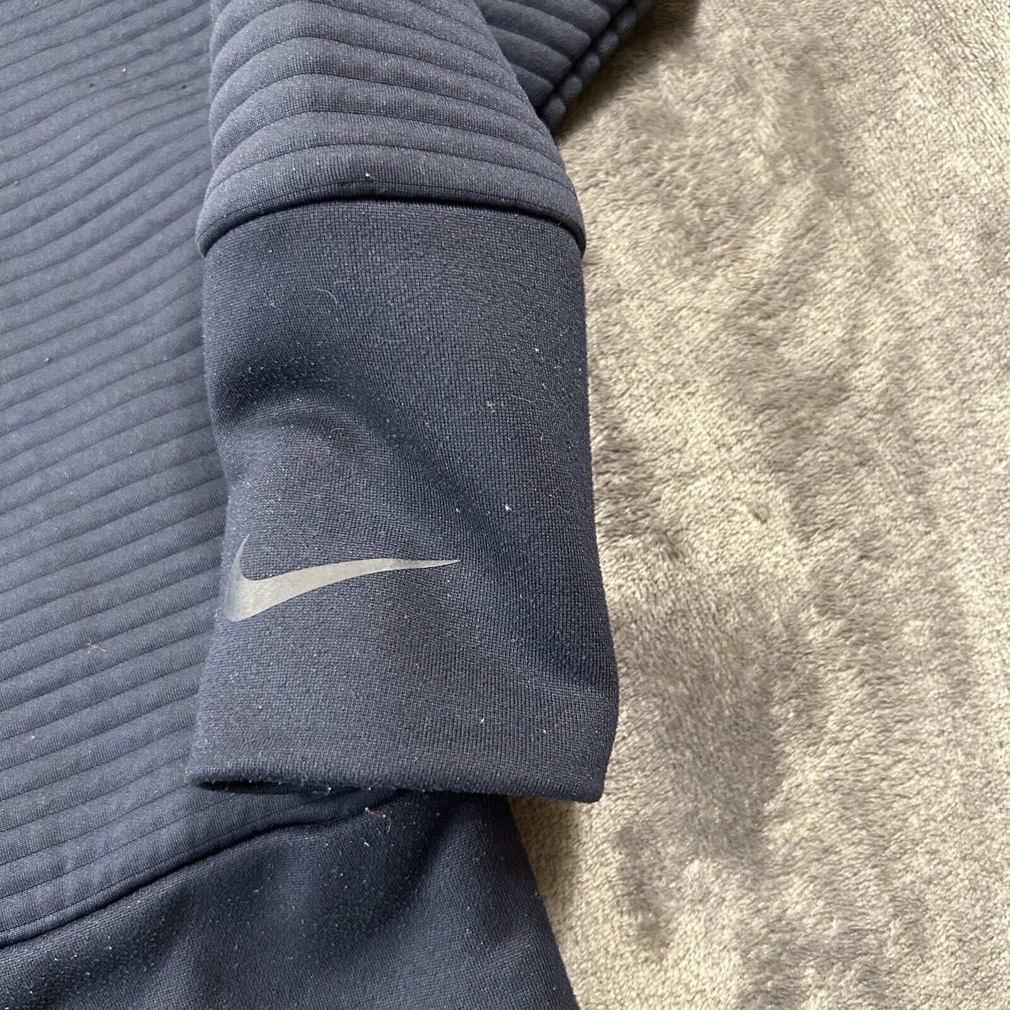 Nike Sweater Womens Extra Small Navy Ribbed Cropped Oversized Sweatshirt Hoodie