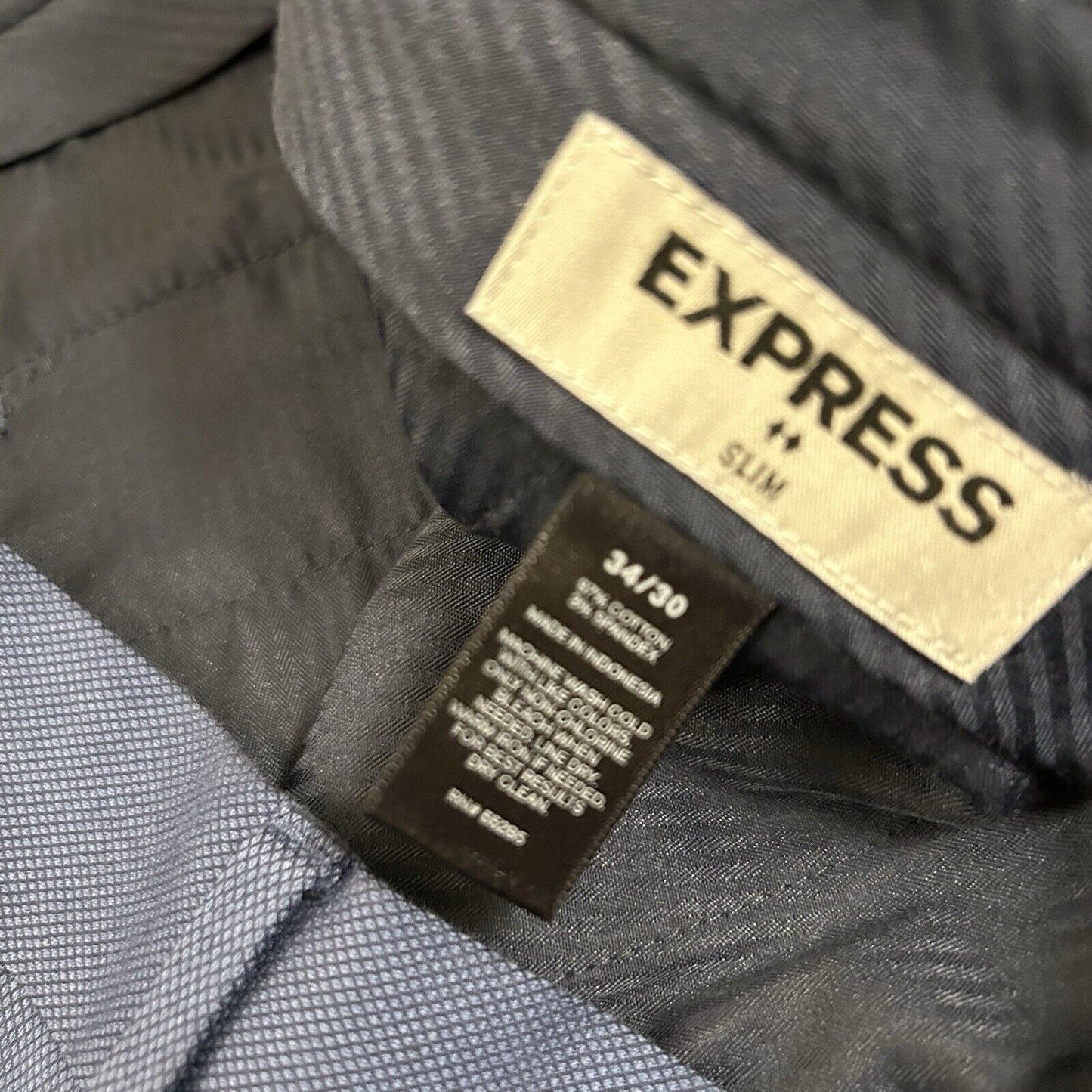 Express Dress Pants Mens 34x30" Blue Slim Fit Slacks Stretch Work Formal Comfort