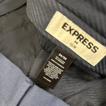 Express Dress Pants Mens 34x30" Blue Slim Fit Slacks Stretch Work Formal Comfort