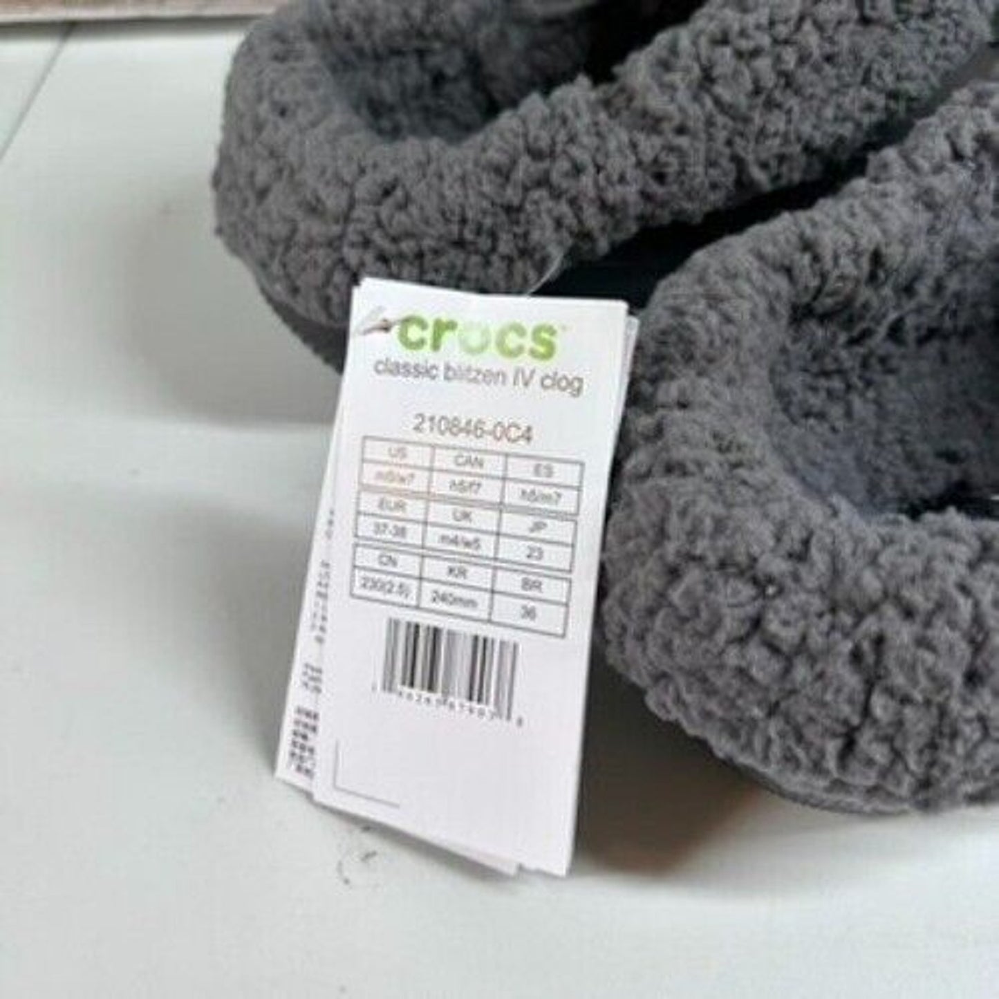 Crocs Classic Blitzen IV Lined Clog Fuzzy Fur Slip On Comfort Black Womens 7 New