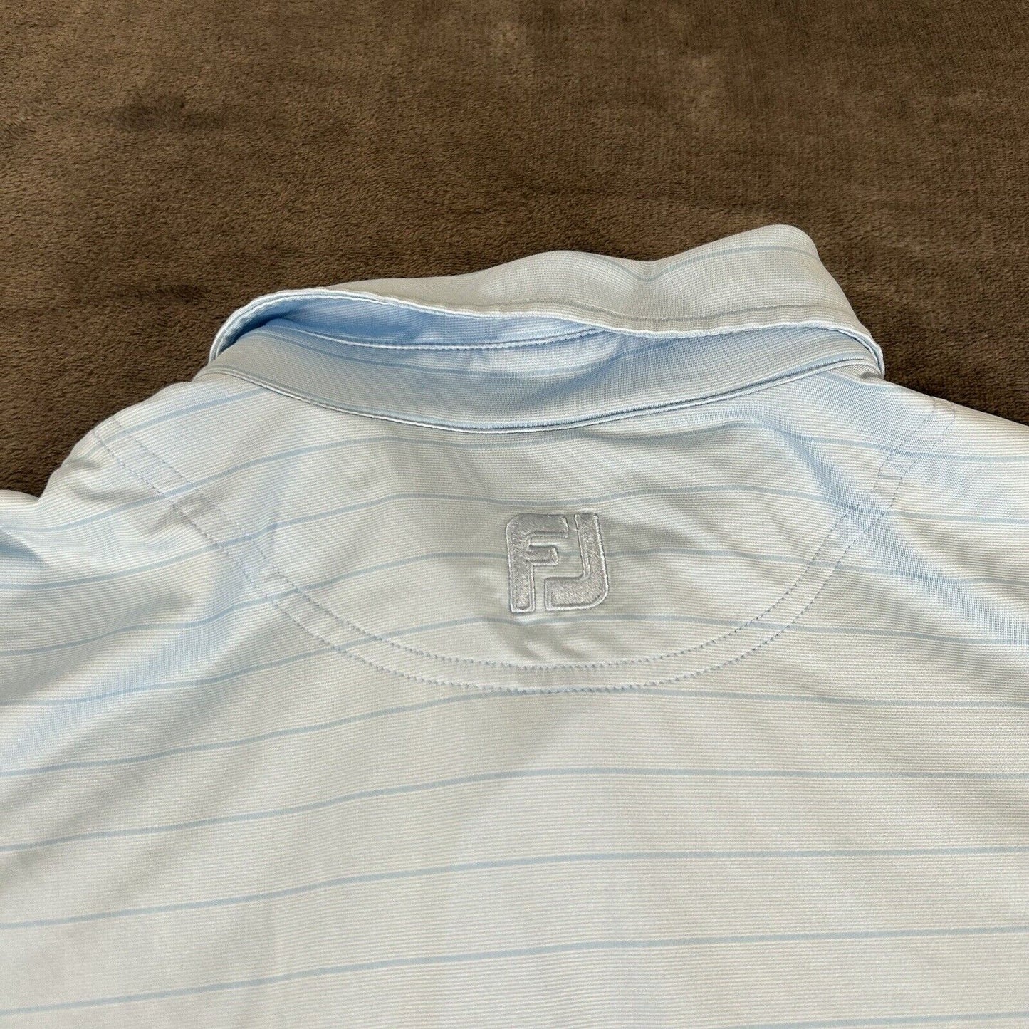 FootJoy Polo Shirt Mens Extra Large Blue Striped Golf Short Sleeve Casual Work