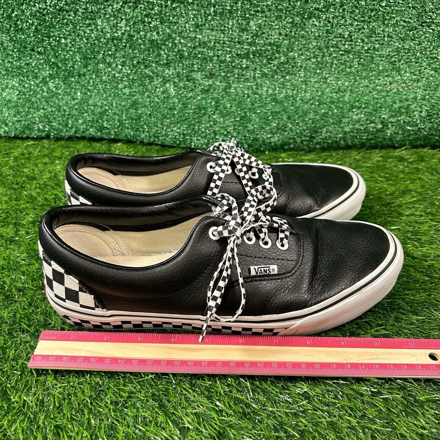 Vans Checkerboard Mens 10.5 M Black White Shoes Sneakers Leather Skateboarding