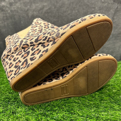 Toms Kelsey Boots Womens 7 Brown Black Leopard Booties Ankle Wedge Casual