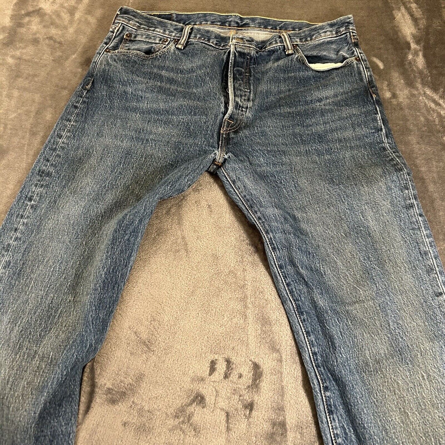 Levis 501 Jeans Mens 36x34" Blue Button Fly Straight Leg Denim Pants Casual Work