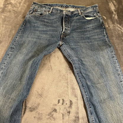 Levis 501 Jeans Mens 36x34" Blue Button Fly Straight Leg Denim Pants Casual Work