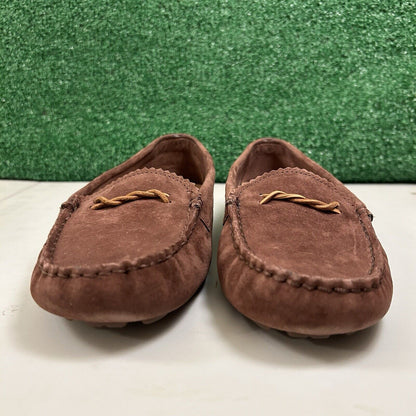Ugg Ansley Moccasins Womens 10 M Brown Suede Slippers Casual Comfort Fur Warm