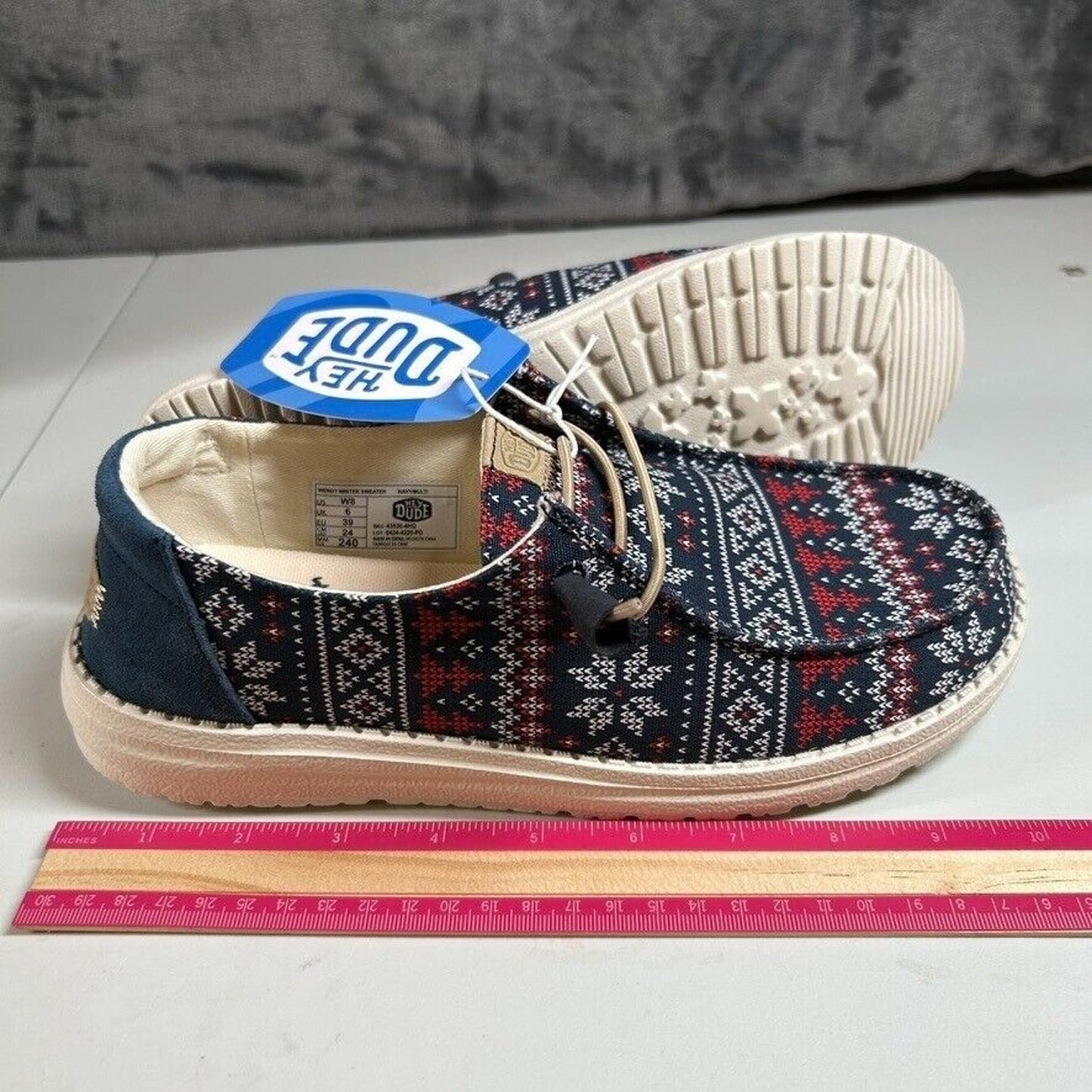 Hey Dude Wendy Winter Sweater Slip On Loafers Casual Shoes Blue Womens 8 New