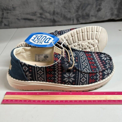 Hey Dude Wendy Winter Sweater Slip On Loafers Casual Shoes Blue Womens 8 New