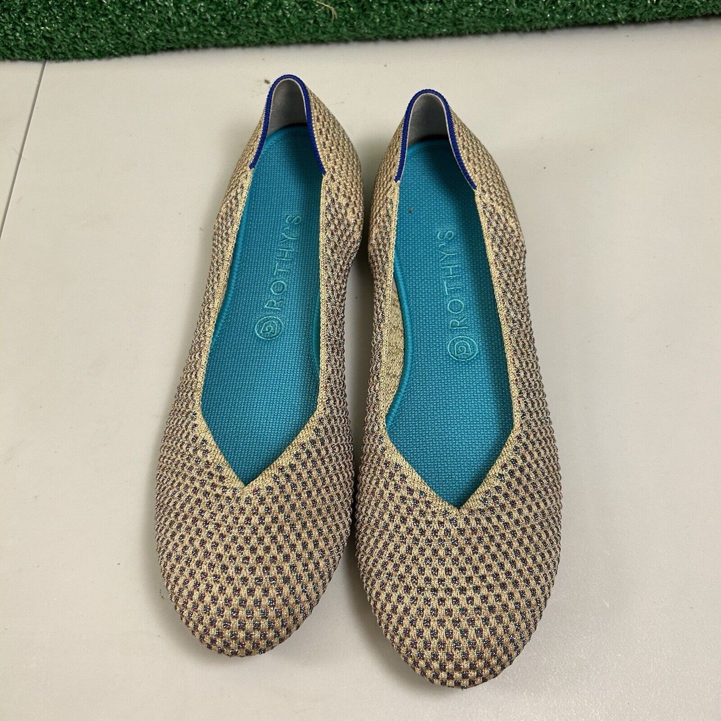 Rothys Multi Metallic Flats Womens 12.5 Cream Casual Comfort Limited Edition