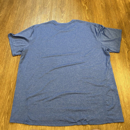 Nike Running Shirt Mens XXL 2XL Blue Black Swoosh Short Sleeve Dri-Fit Athletic