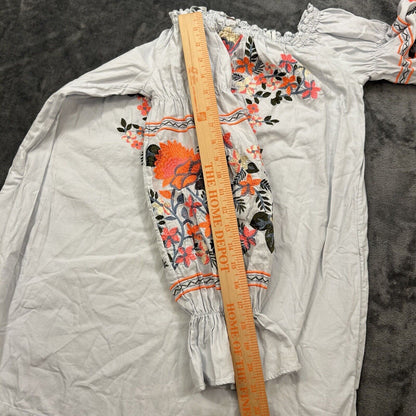Free People Dress Womens Extra Small Light Blue Fleur Du Jour Embroidered Floral